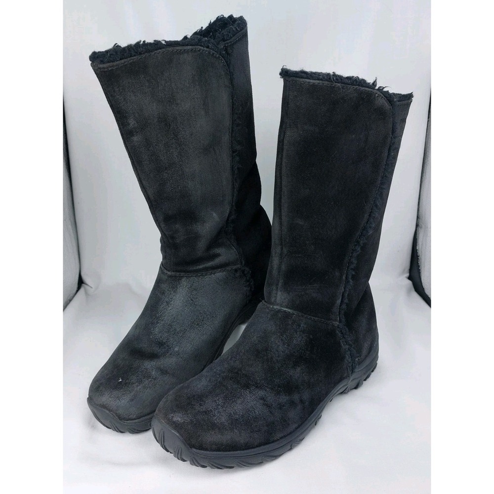 Patagonia Lugano 11" Shaft Boot Wms Size 9 Black Suede Waterproof Polar Tec - Picture 2 of 11